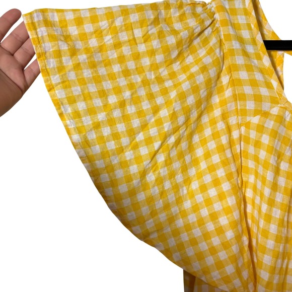 Old Navy Gingham Linen-Blend Tie-Back‎ Flutter-Sleeve Plus Sz 4x Picnic Casual - Picture 3 of 7